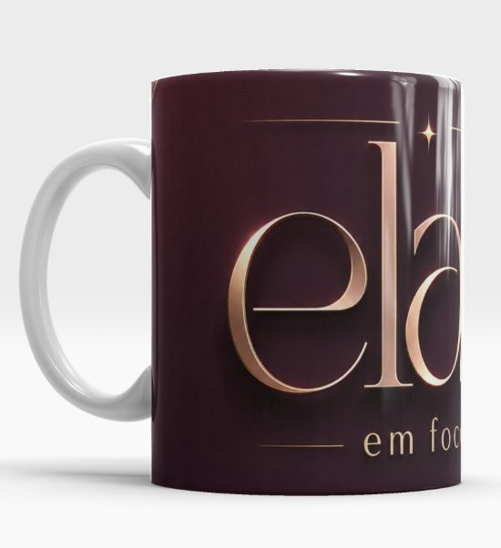 Caneca vinho com a logo Elas em Foco